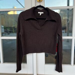 Banana Republic Cashmere Cropped Rugby Sweater Polo